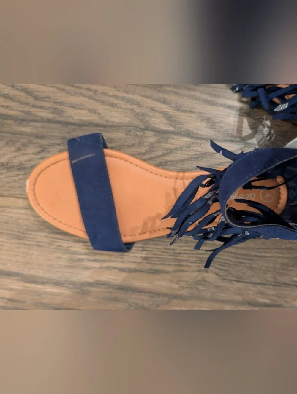 3/$16 Navy Fringe Open-Toe Sandal